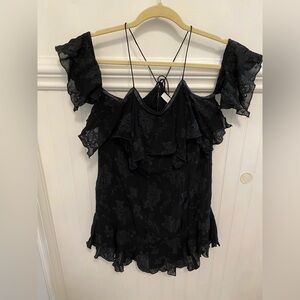 IRO Black Floral Lace Blouse